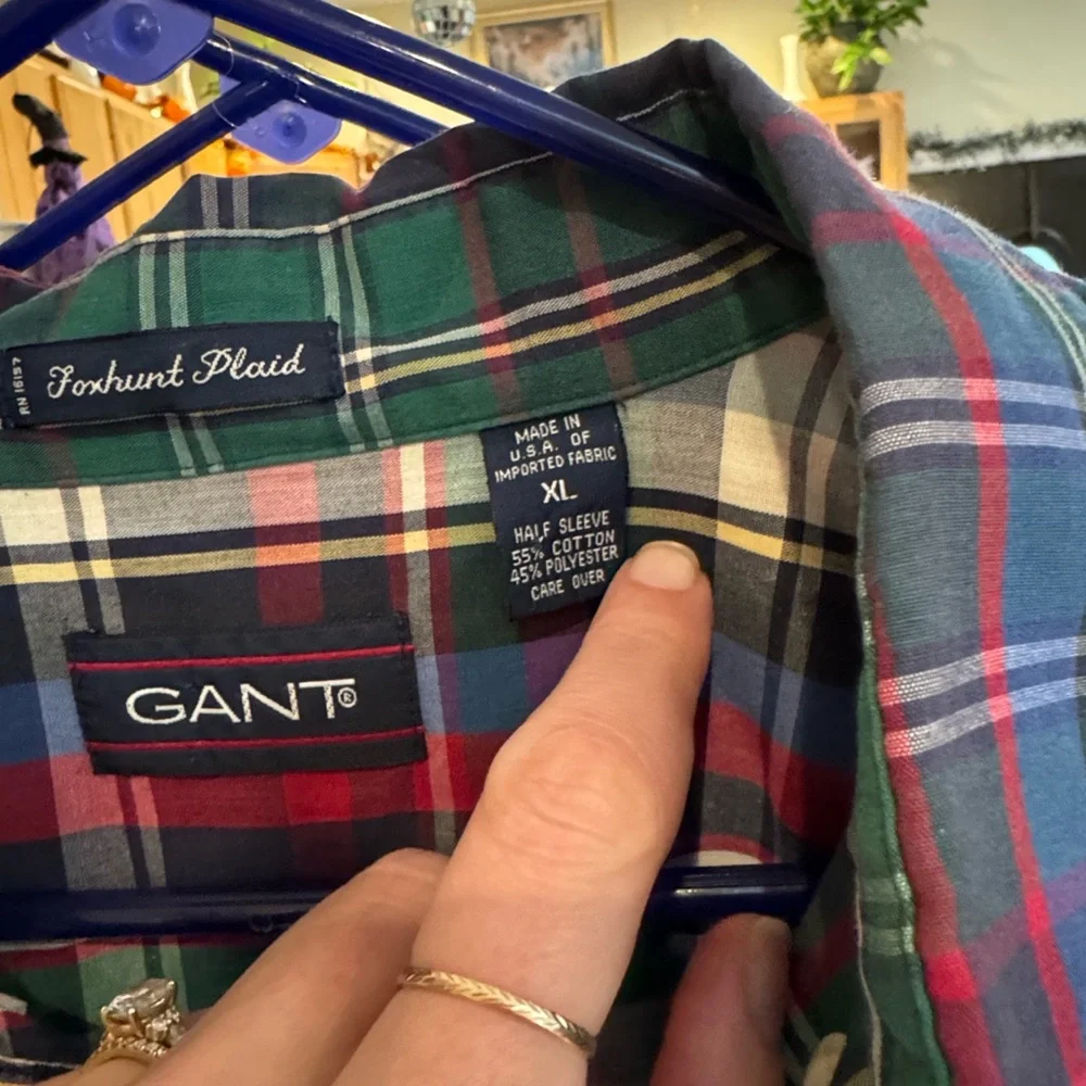 GANT “Foxhunt Plaid” Short Sleeve Shirt – XL | Made in USA | Button-Down - Picture 3 of 3